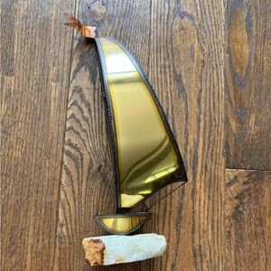 Vintage Brass and stone based sailboat Mid century